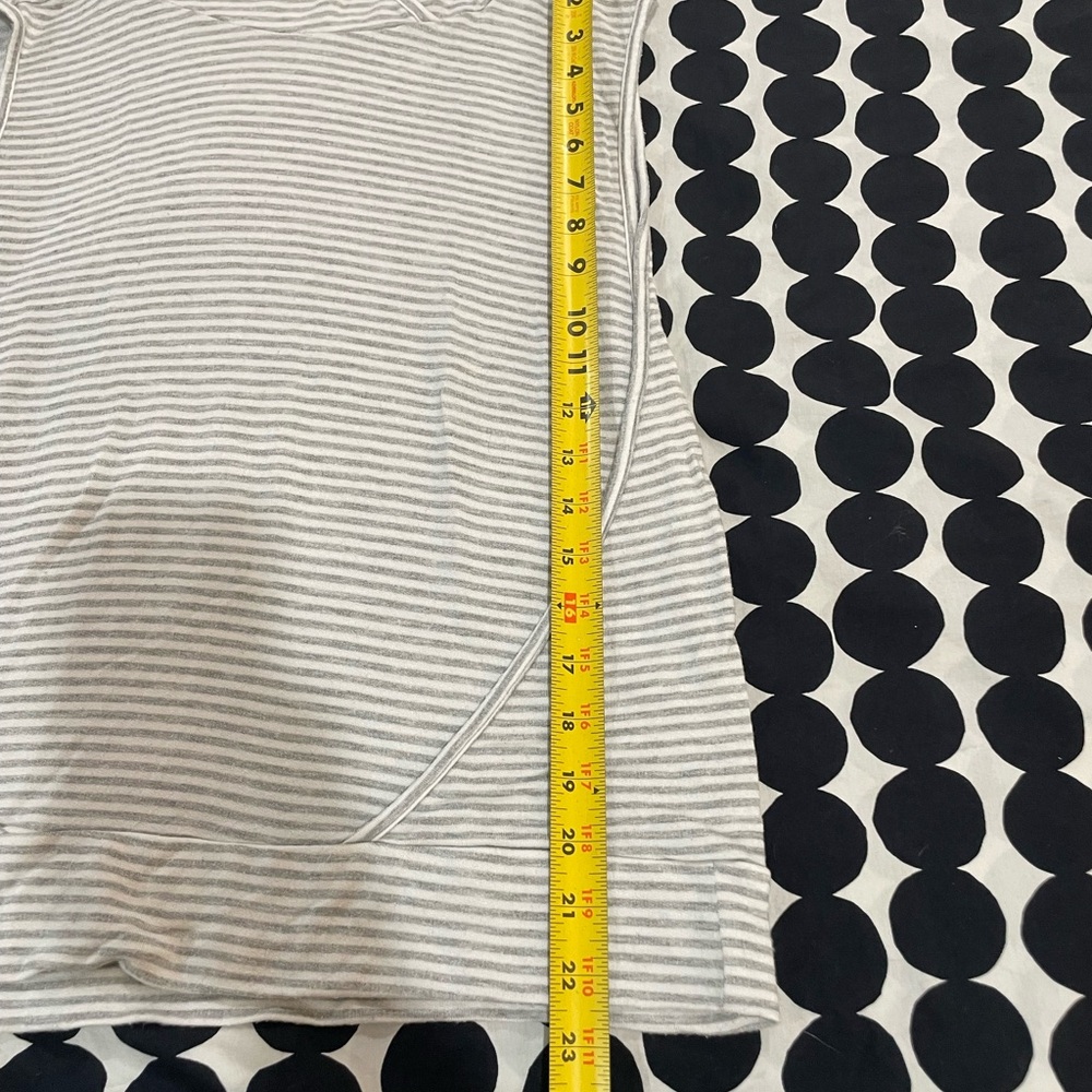 Beyond Yoga Gray Striped Tank Top w/hood & large open arm holes - Picture 3 of 8